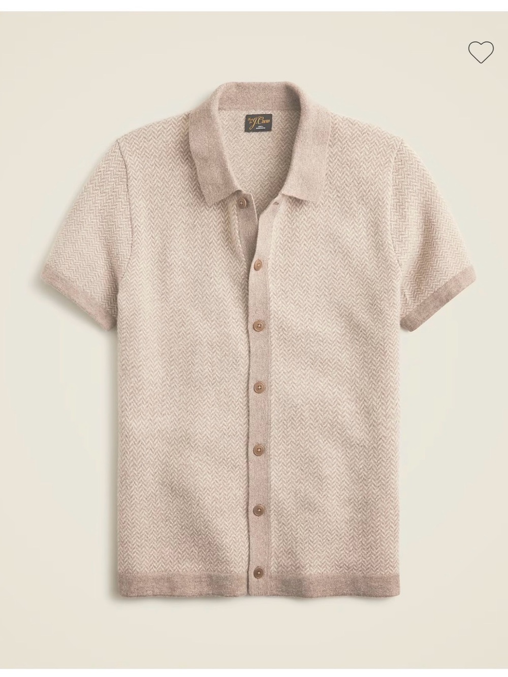 Todd Snyder Short-Sleeve Button Shirt in Light Beige Herringbone